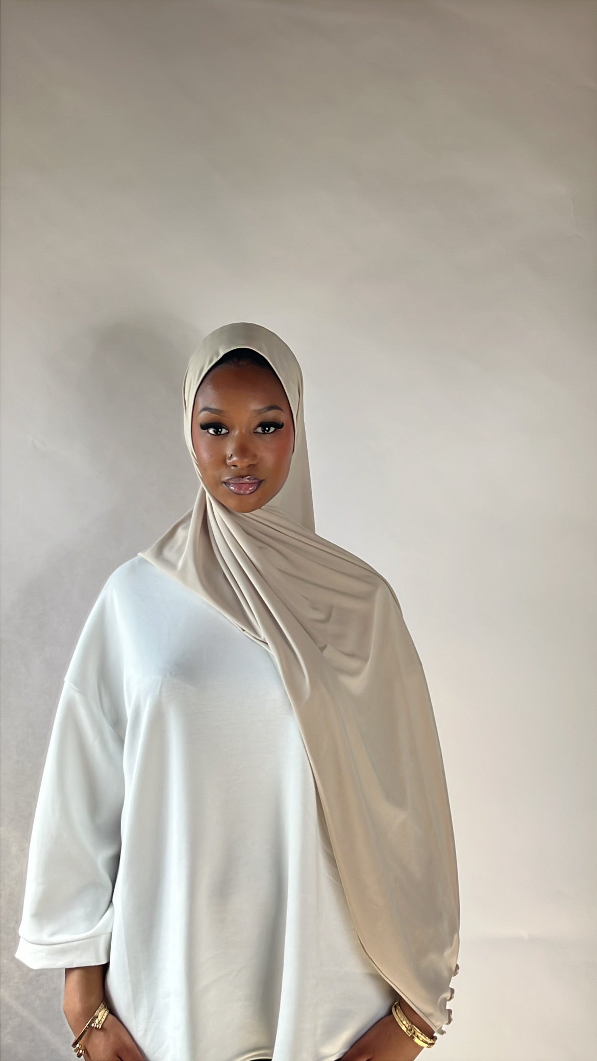 Beige - Premium Jersey Ruffle Hijab